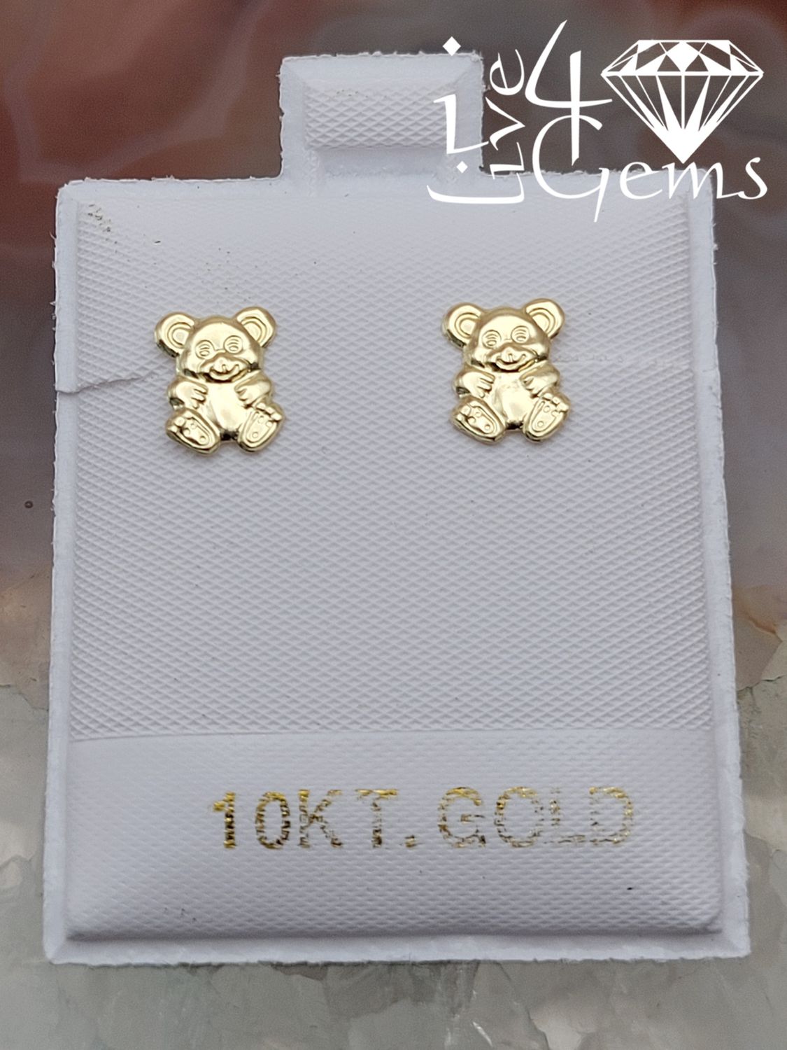 10kty Plain Teddy Bear Screwback Earring