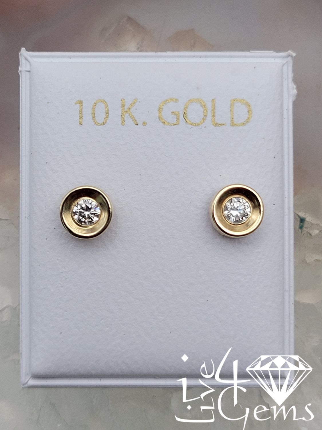 10kty 6mm Bezel Cz Screwback Earrings