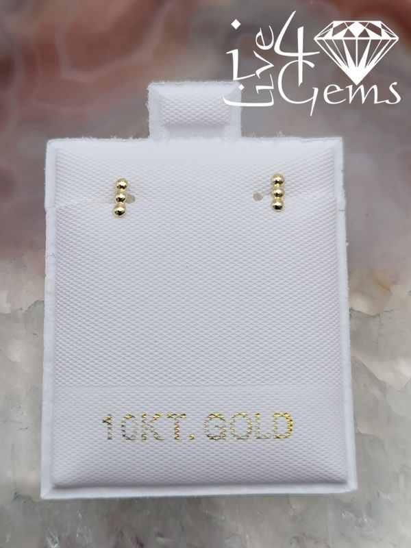 10kty Triple Ball Line Stud Earring