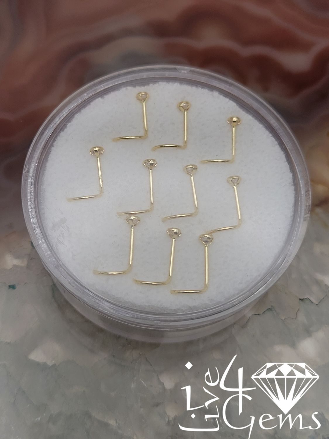 14kty 2mm Bezel Cz Spiral Nose Pin