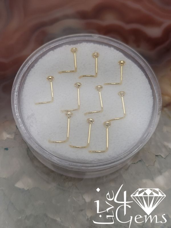 14kty 2mm Bezel Cz Spiral Nose Pin