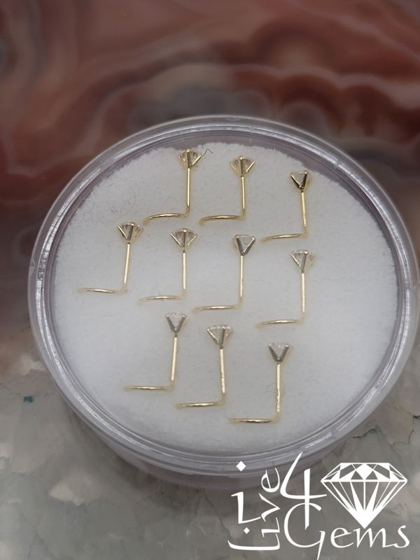 14kty 3mm Clear Cz Spiral Nose Hoop