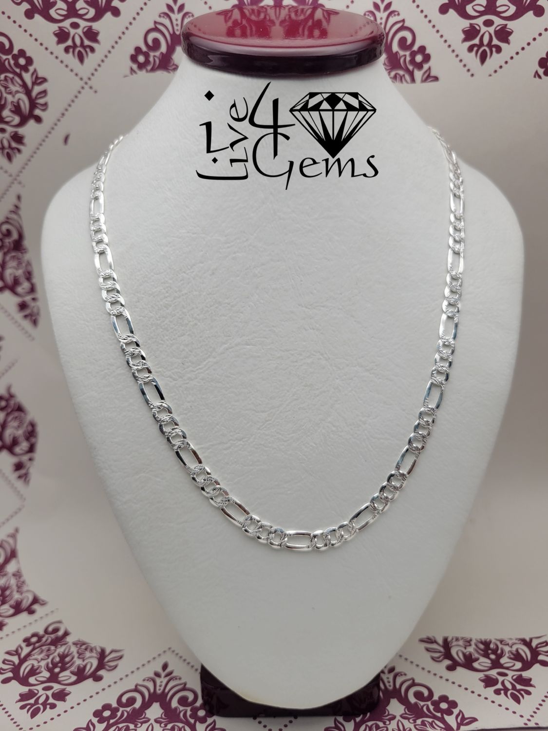 Silver 20" 5mm Figaro Link Chain