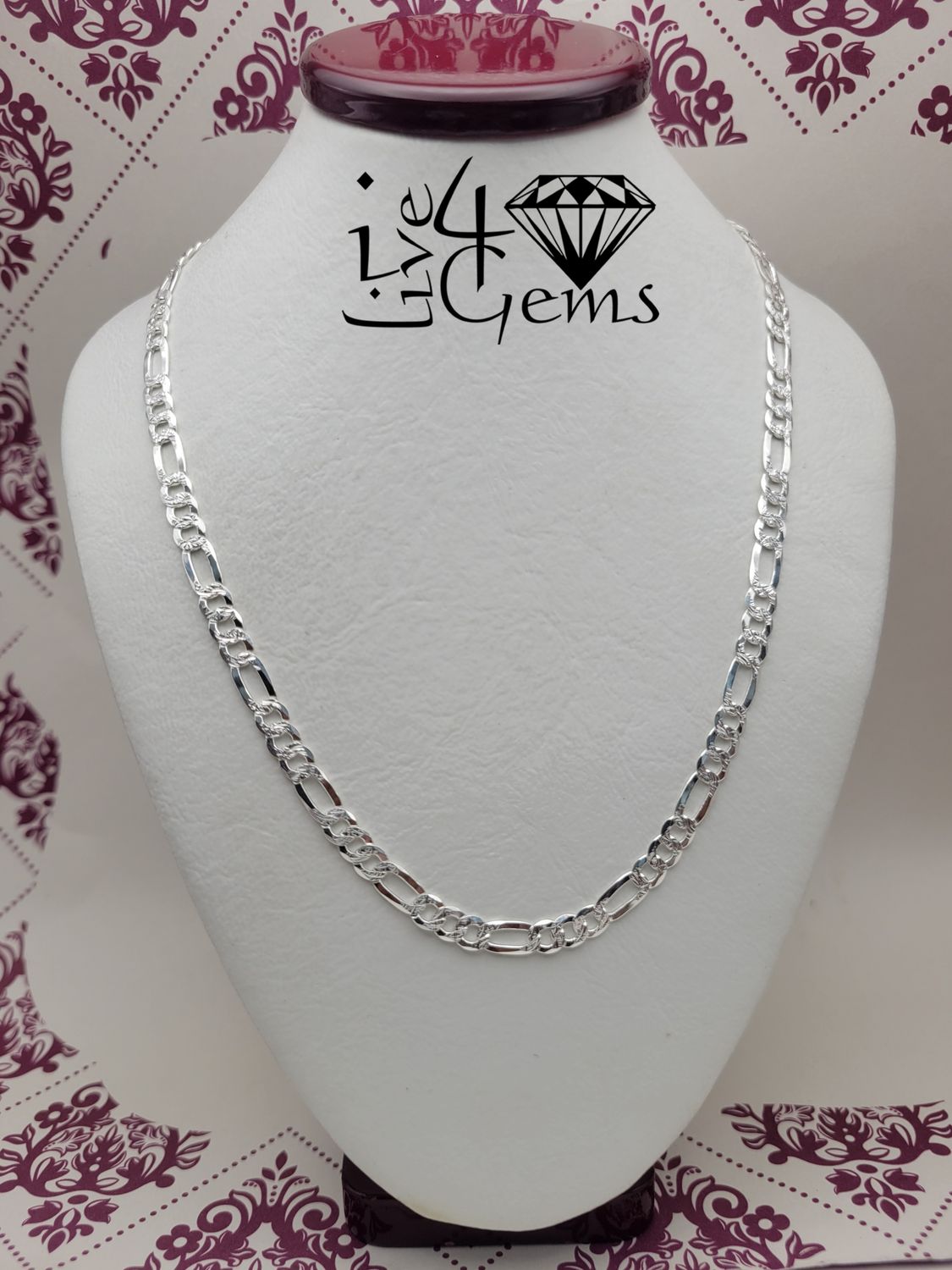 Silver 22" 6mm Figaro Link Chain
