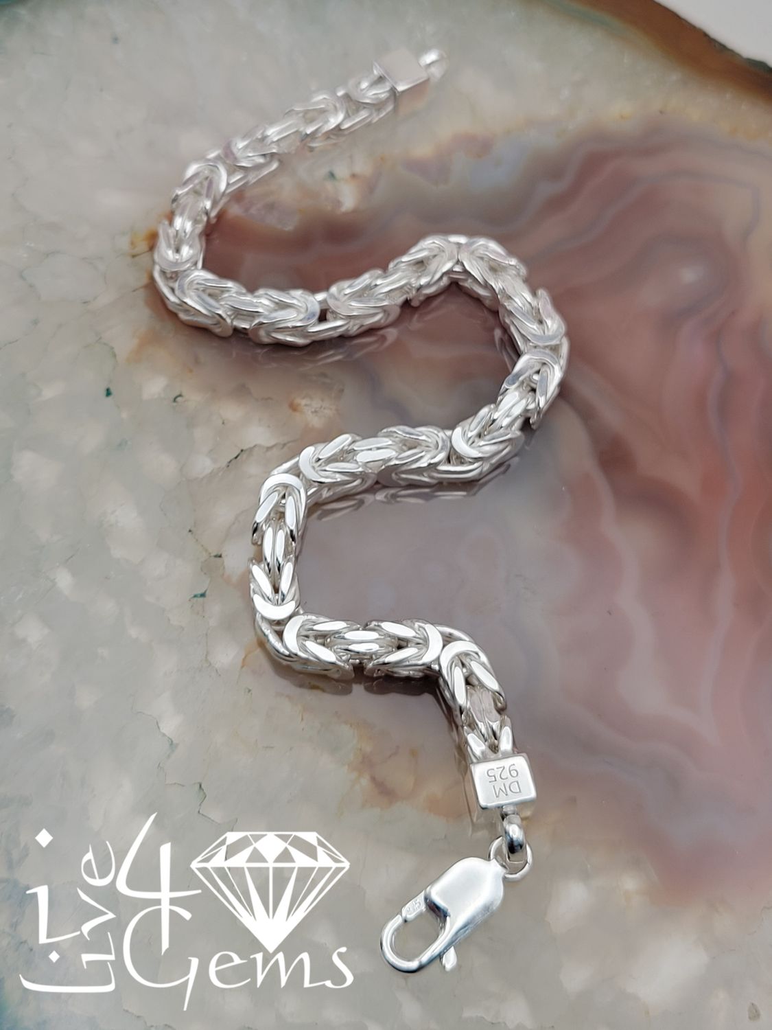 Silver 8" 7mm Byzantine Hand Band