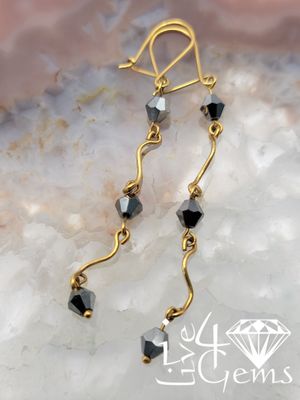 10kty Gold Spiral Hematite  Earring