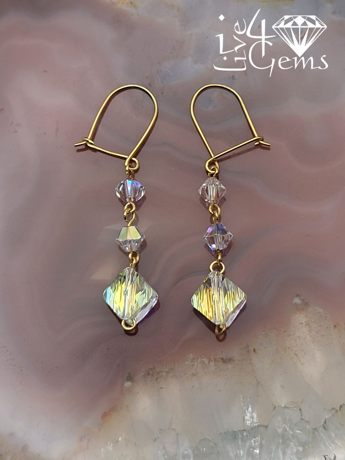 10kty Aurora Crystal Style Hanging Earring