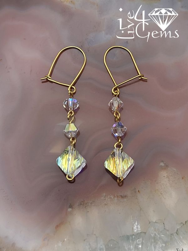 10kty Aurora Crystal Style Hanging Earring