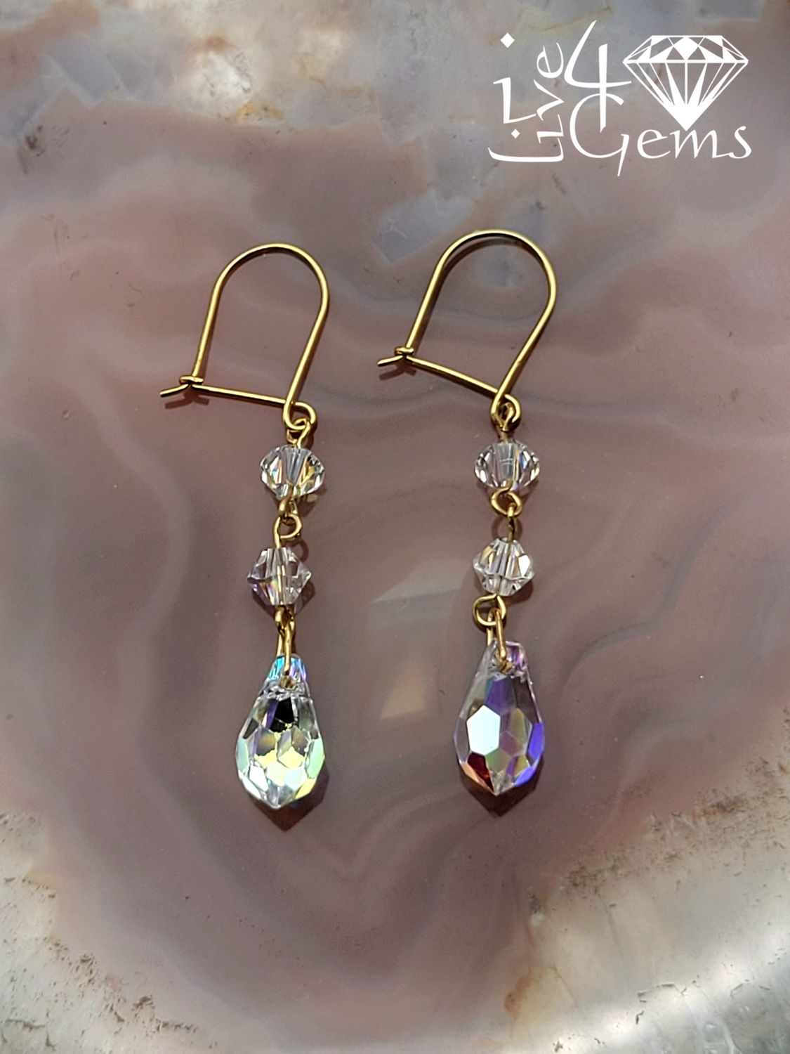 10kty Faceted Crystal Hanging Earring