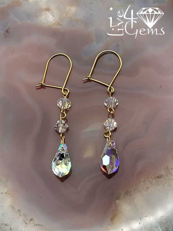10kty Faceted Crystal Hanging Earring