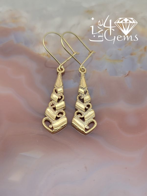 10kty Filigree Pattern Hanging Earring