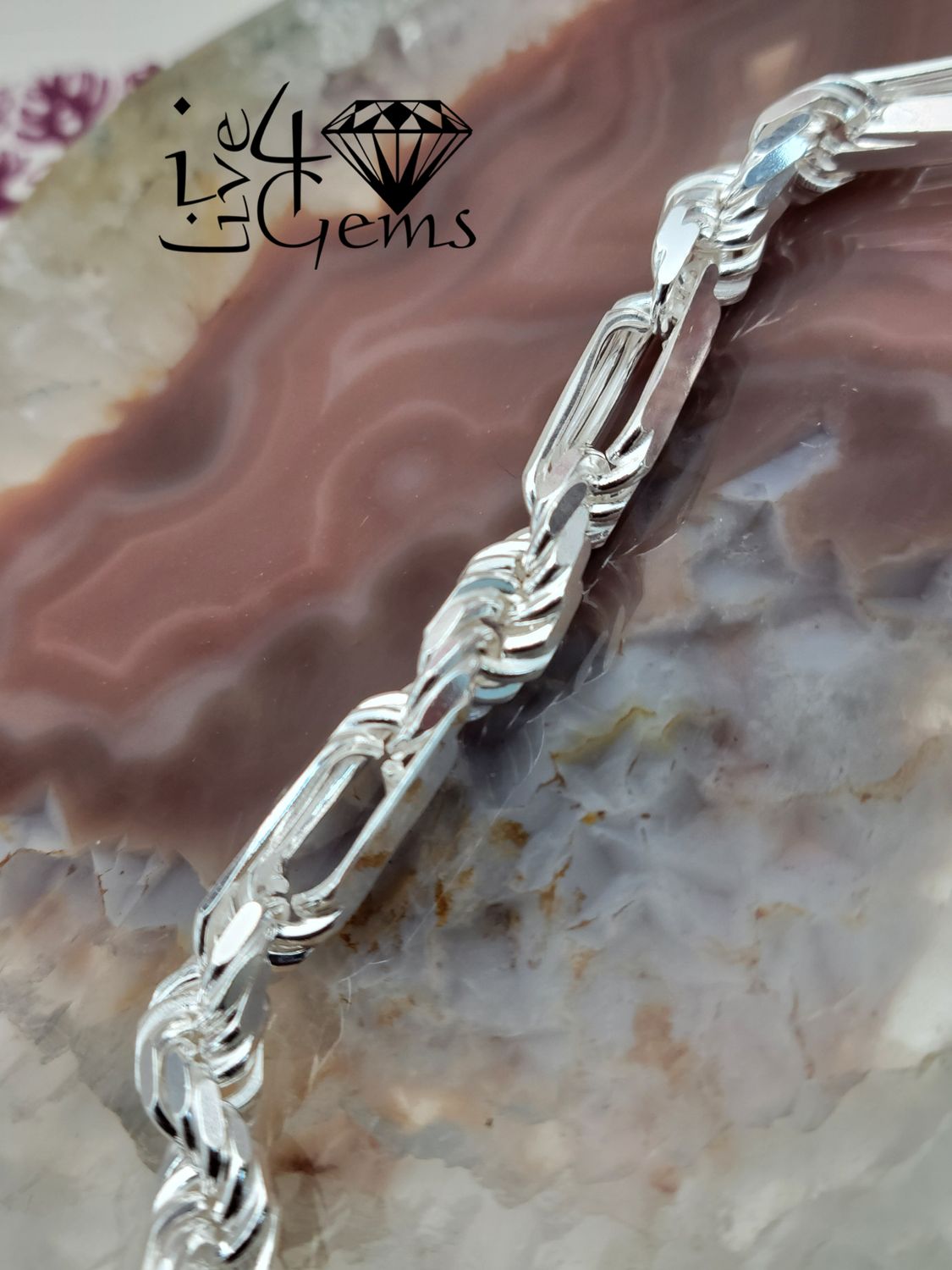 Silver 8" 7mm Figarope Hand Band
