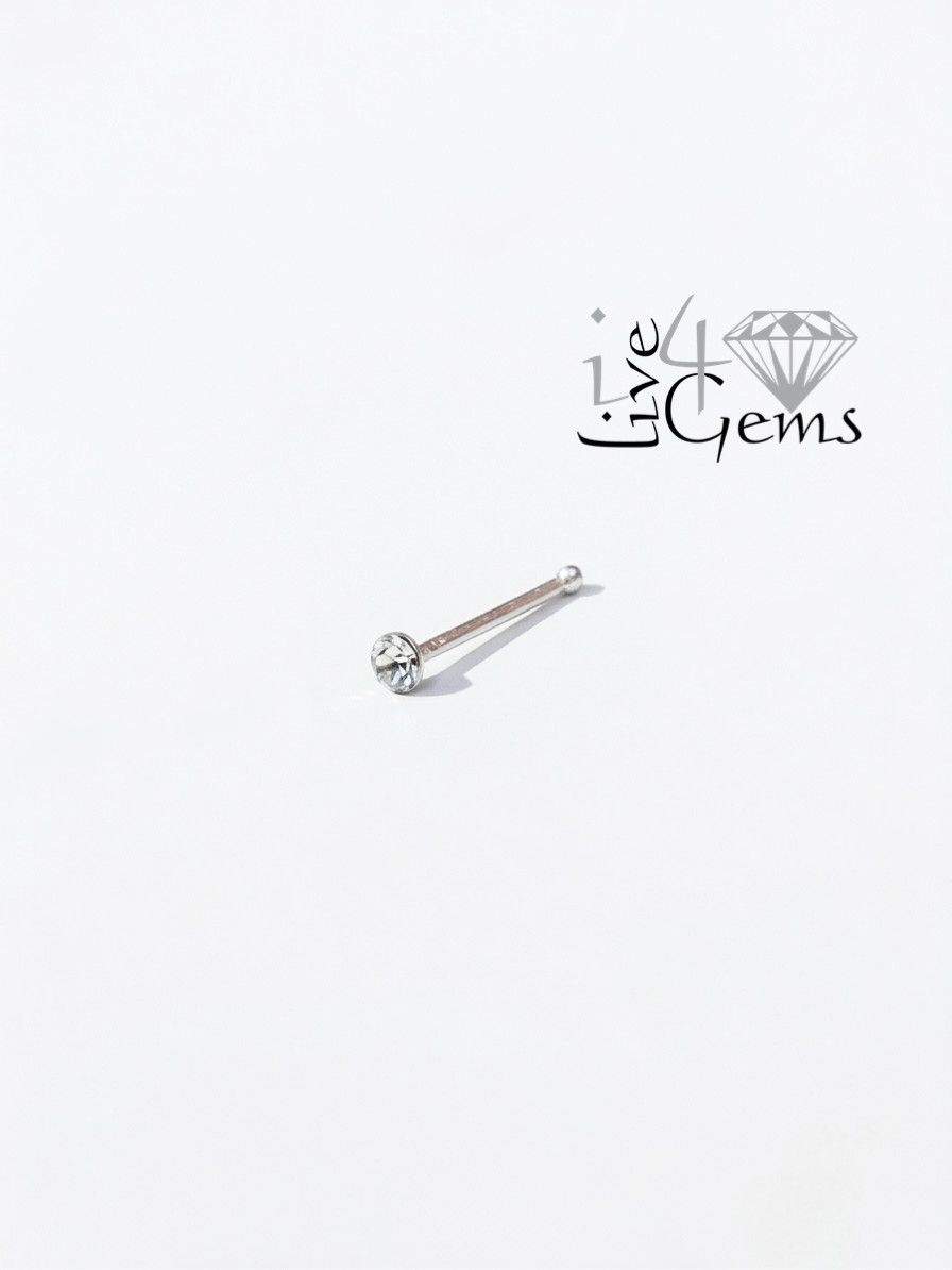 Silver 2mm Round Cz Nose Pin w Ball