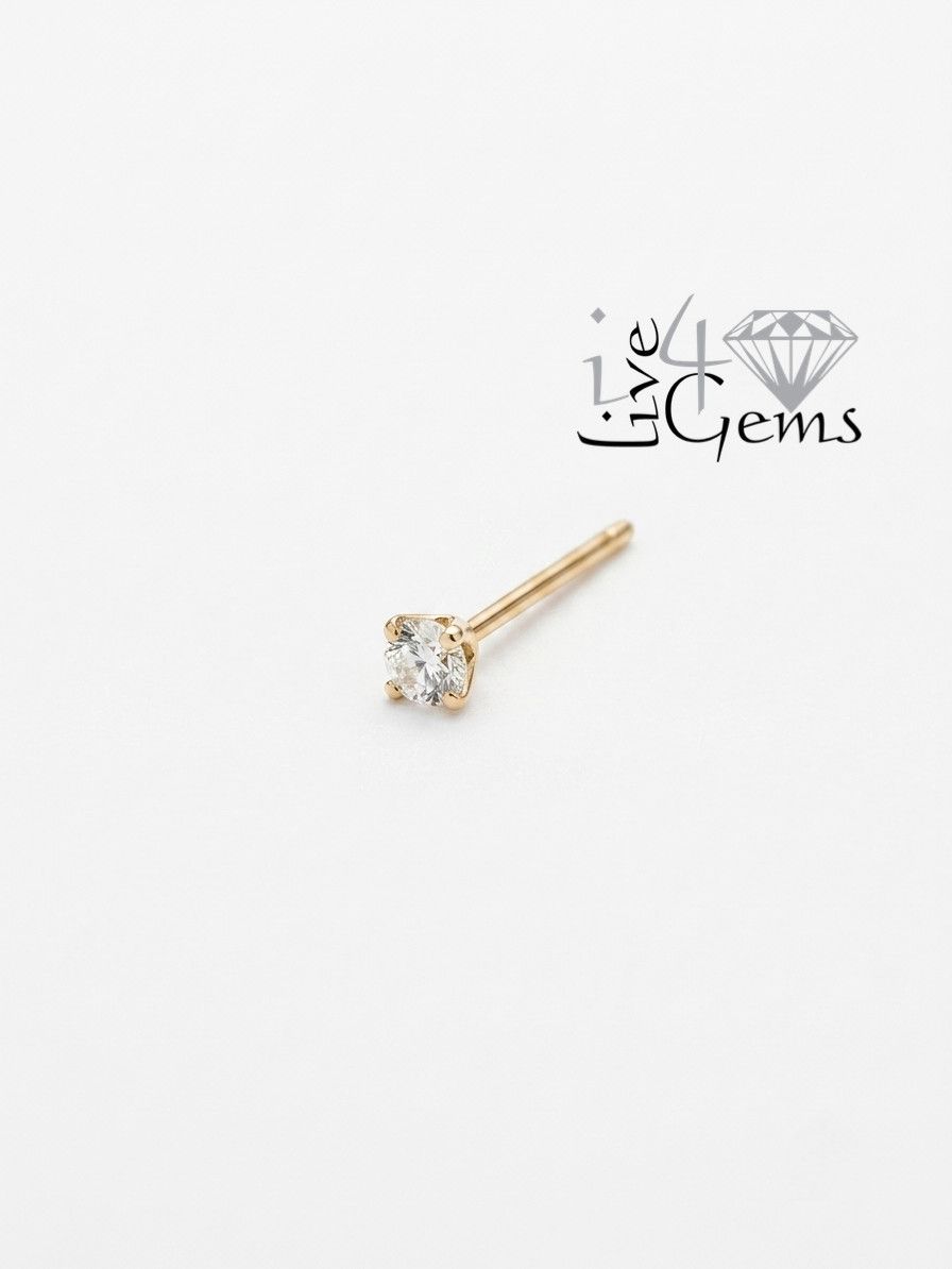 Silver Gold Plated 2mm Cz Nose Pin