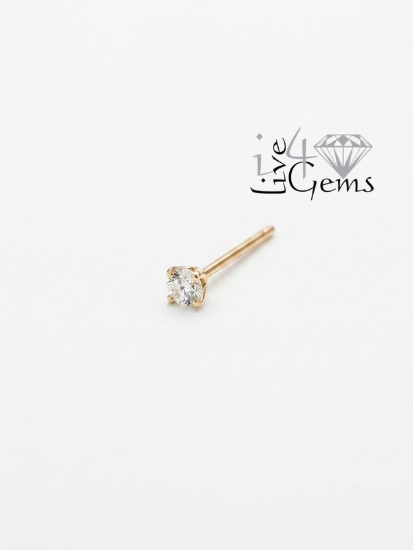 Silver Gold Plated 2mm Cz Nose Pin
