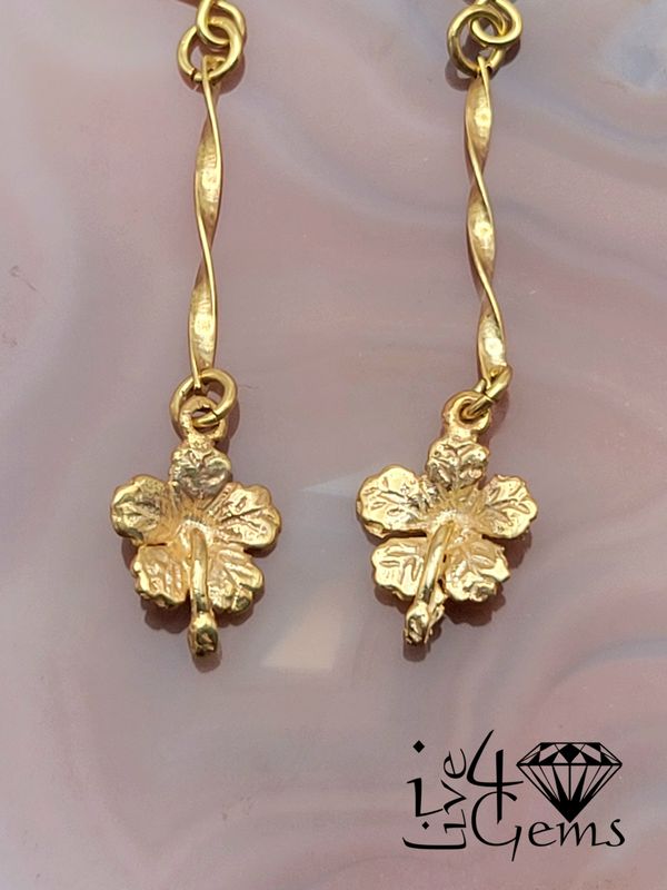 10kty Hibiscus Twist Hanging Earring 15mm