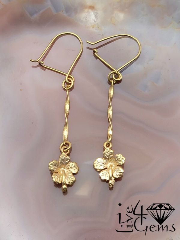 10kty Hibiscus Twist Hanging Earring 8mm