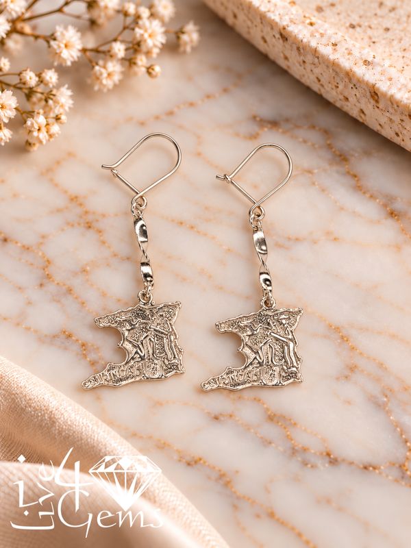 Silver Trinidad Map Hanging Earring