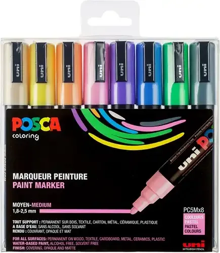 Uni Posca Verfmarker 8 Set 5M Pastel