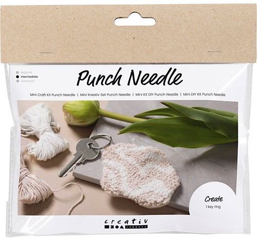 CC Mini Hobbyset Punch Needle Sleutelhanger Beige