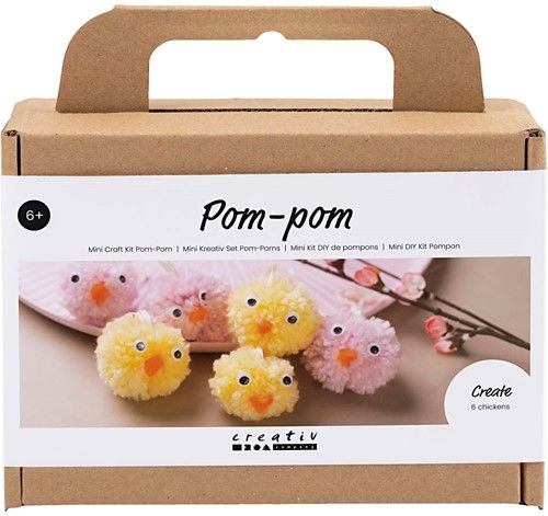 Mini Hobbyset 6 Pompom Kuikens