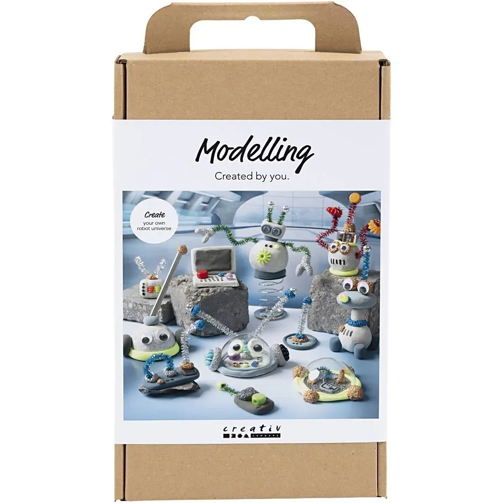 CC Hobbyset Boetseren Robot Blauw, Rood, Grijs en Verzilverd