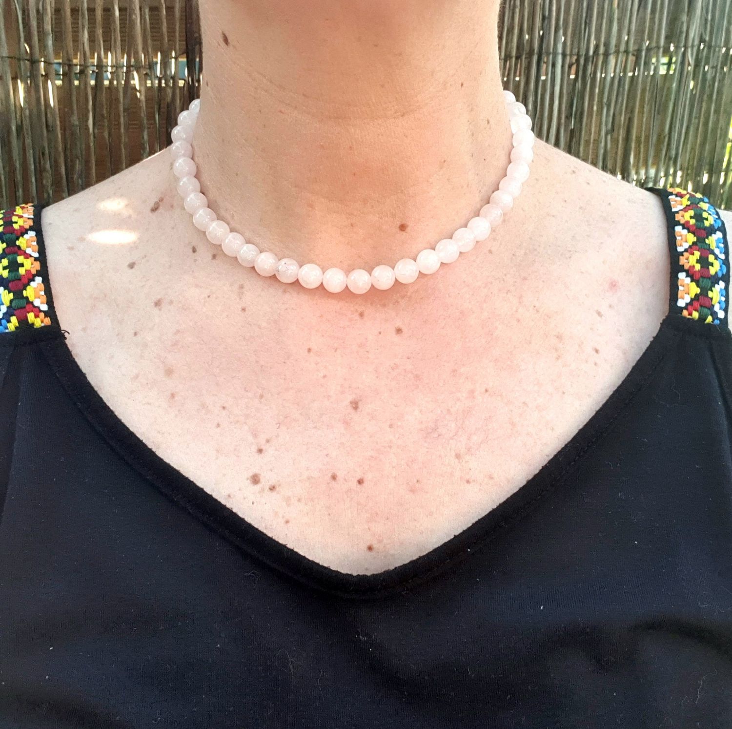 Collier Ras-de-cou UNI Quartz Rose 8MM