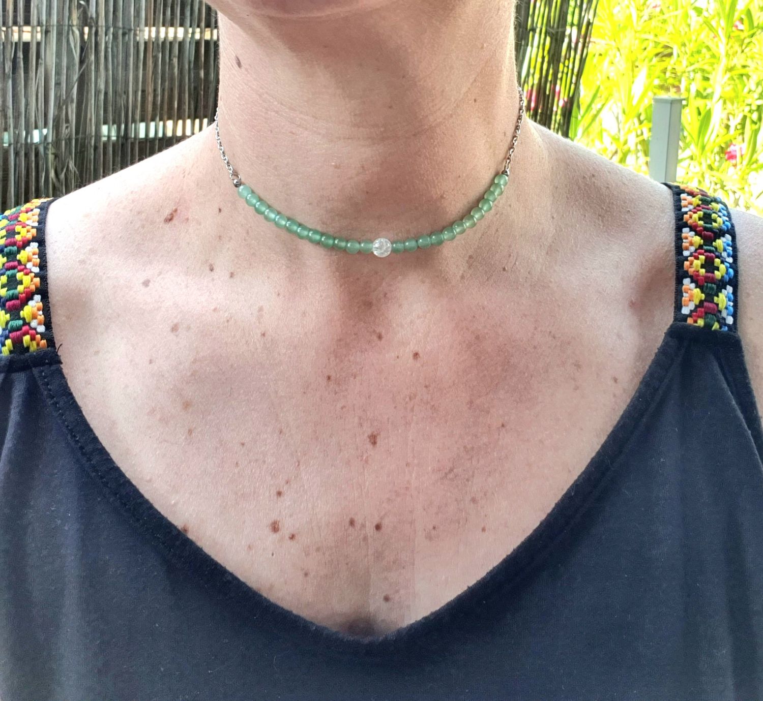 Ras de Cou Mix Stone Duo Aventurine 4mm &amp; Cristal cracks 6mm