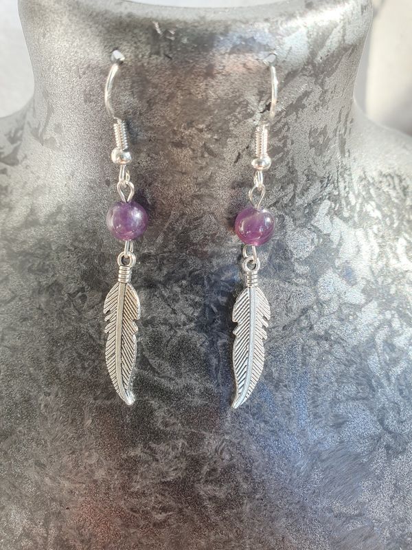 Boucle d&#39;Oreille Pluma Améthyste 6mm
