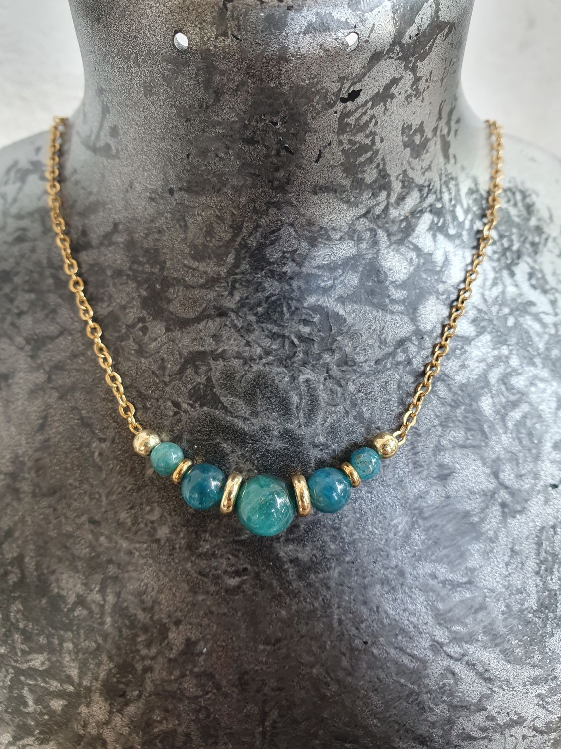 Collier Ras de Cou Apatite &amp; Acier inoxydable