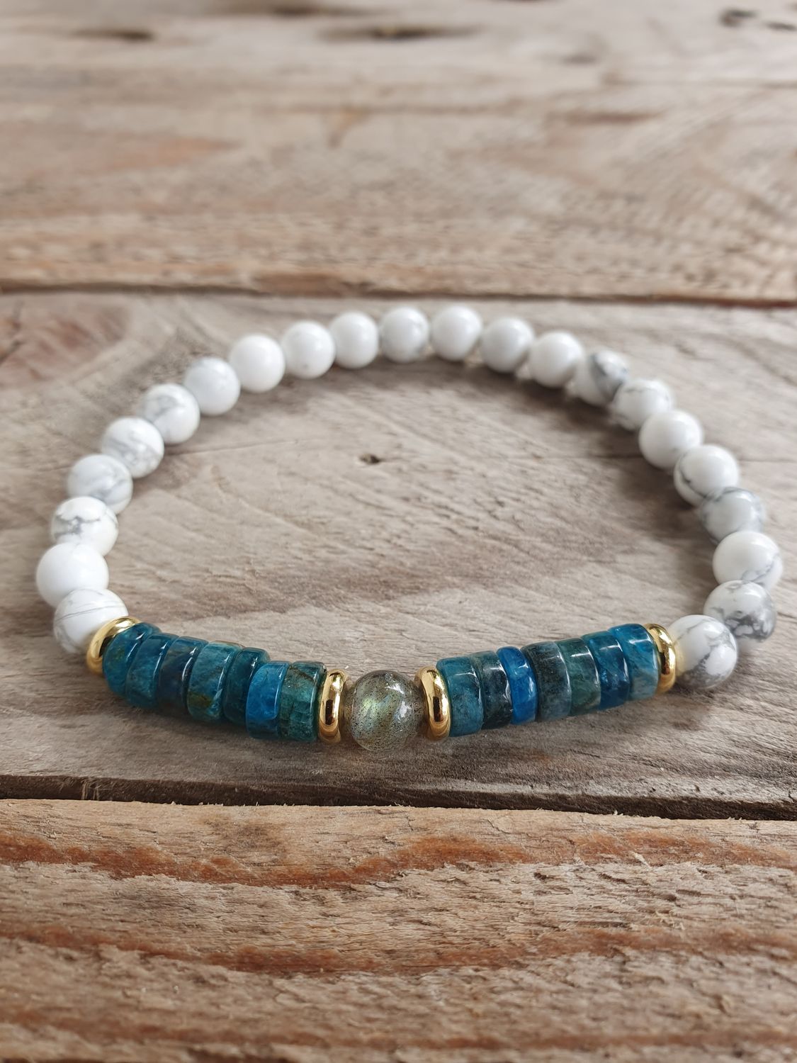 Howlite Blanche/Apatite HEISHI/ Labradorite 6mm
