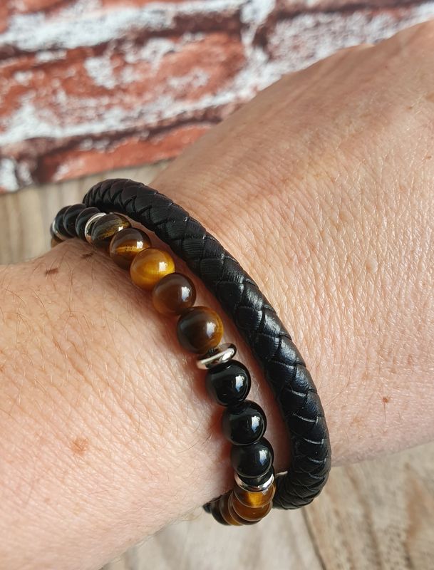 Bracelet City Leather Stone Homme