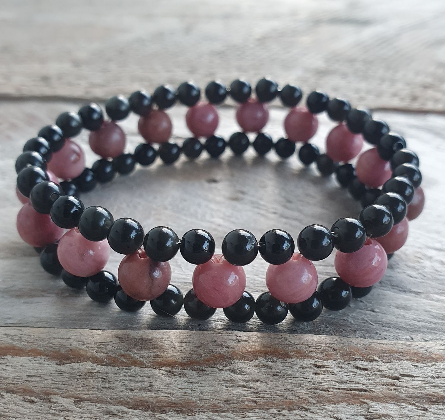 &quot;L&#39;Indian&quot; Rhodonite/Obsidienne Noire