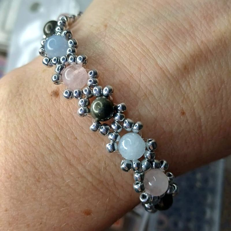 XO Quartz rose/Aigue Marine/Pyrite