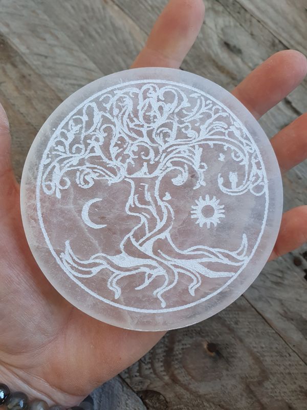 Plaque de rechargement Sélénite Arbre de Vie 