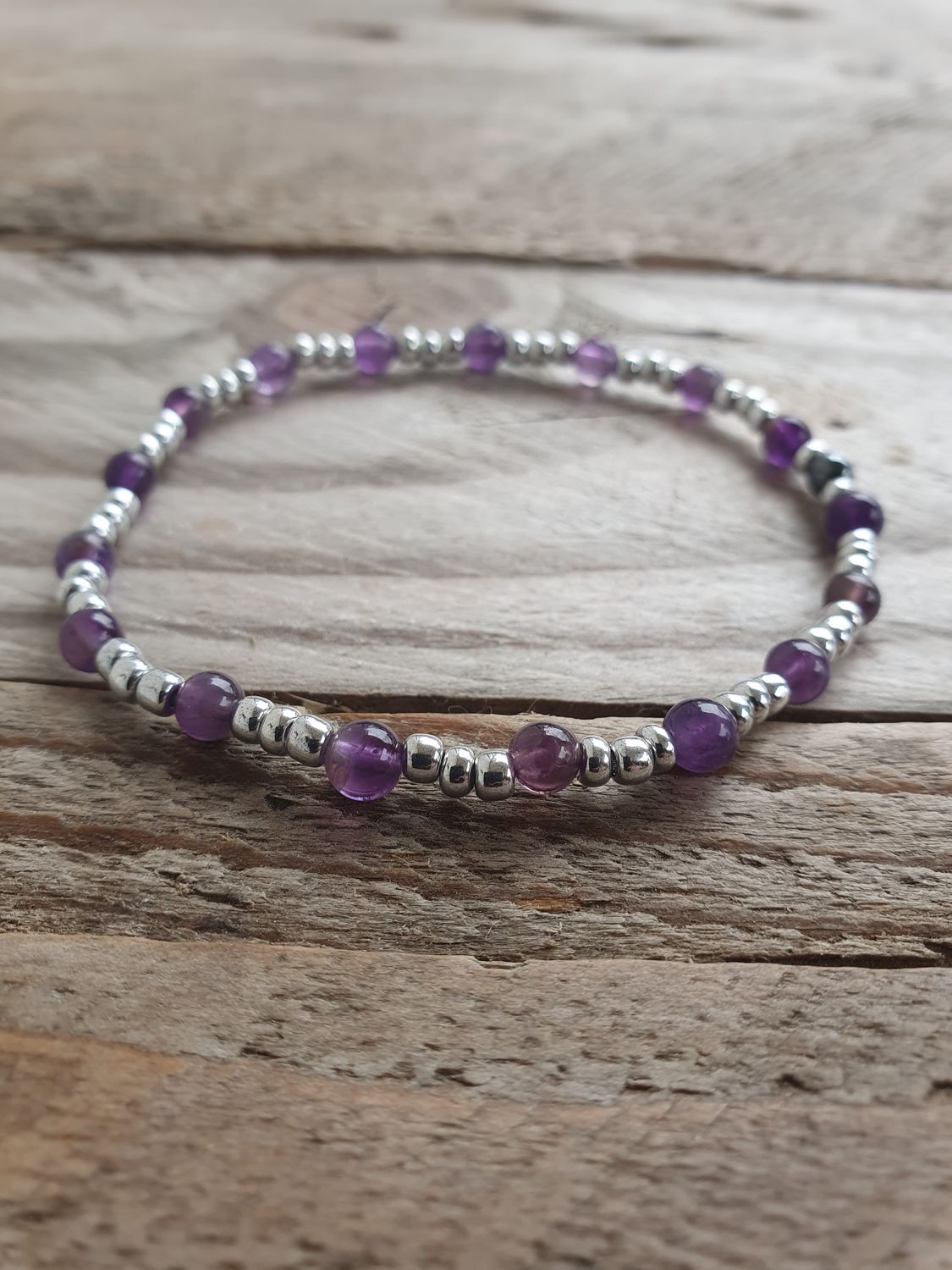 Bracelet Améthyste et PDV chrome