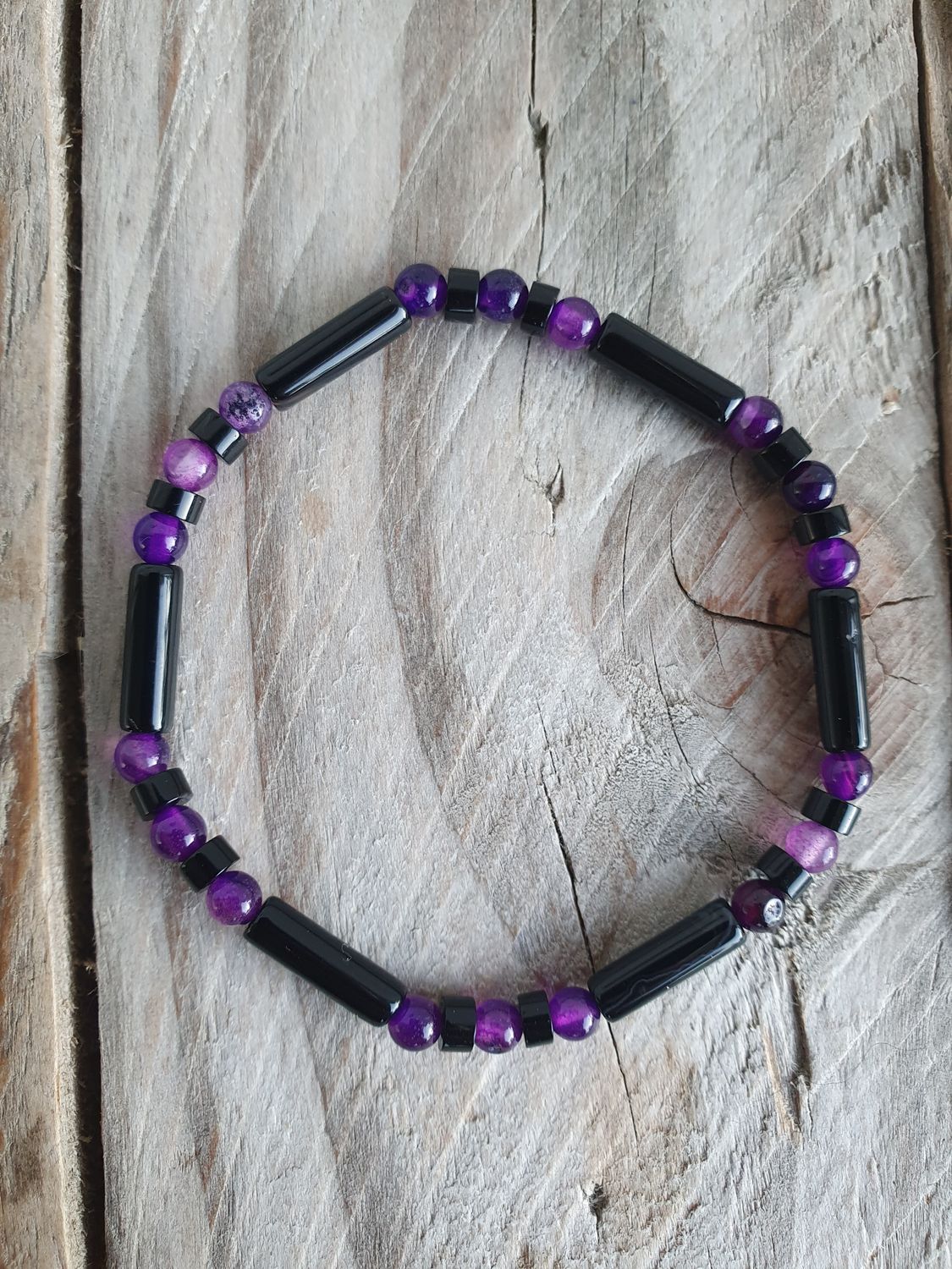 Bracelet Agate Violette et Agate noir
