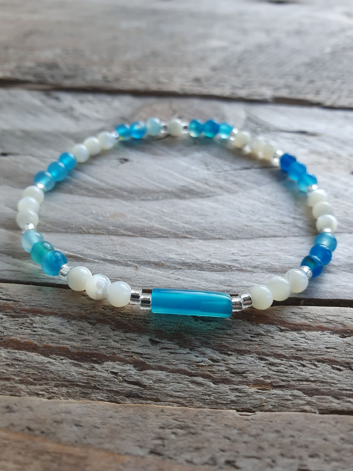 Bracelet Agate Turquoise et Nacre Naturelle