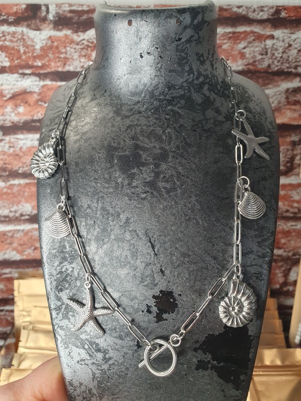 Collier T-Toggle Coquillage Argenté
