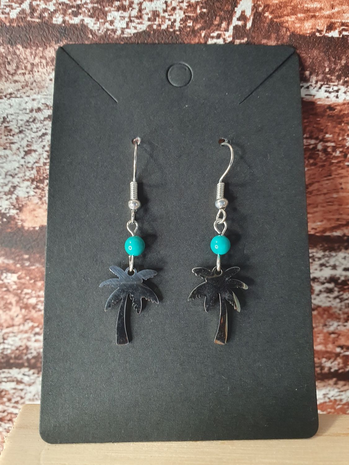 Boucles D&#39;oreilles Palmier Turquoise de Chine 4mm