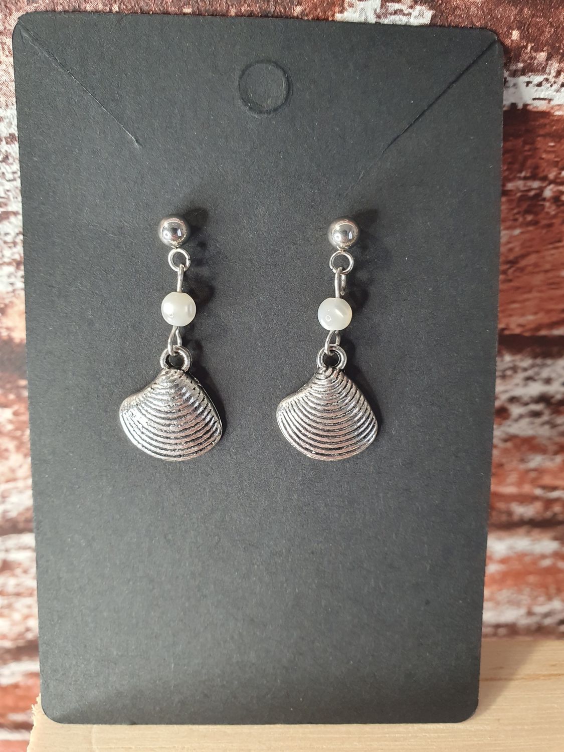 Boucles D&#39;oreilles Nacre Ivoire 4mm Coquillage Argenté