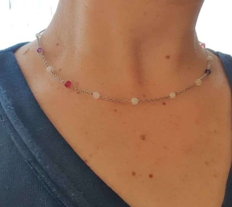 Collier Multicolore Pierre Naturelle 4MM