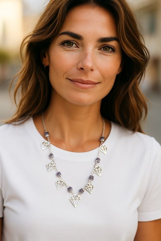 Collier Diam&#39;s Améthyste Argenté