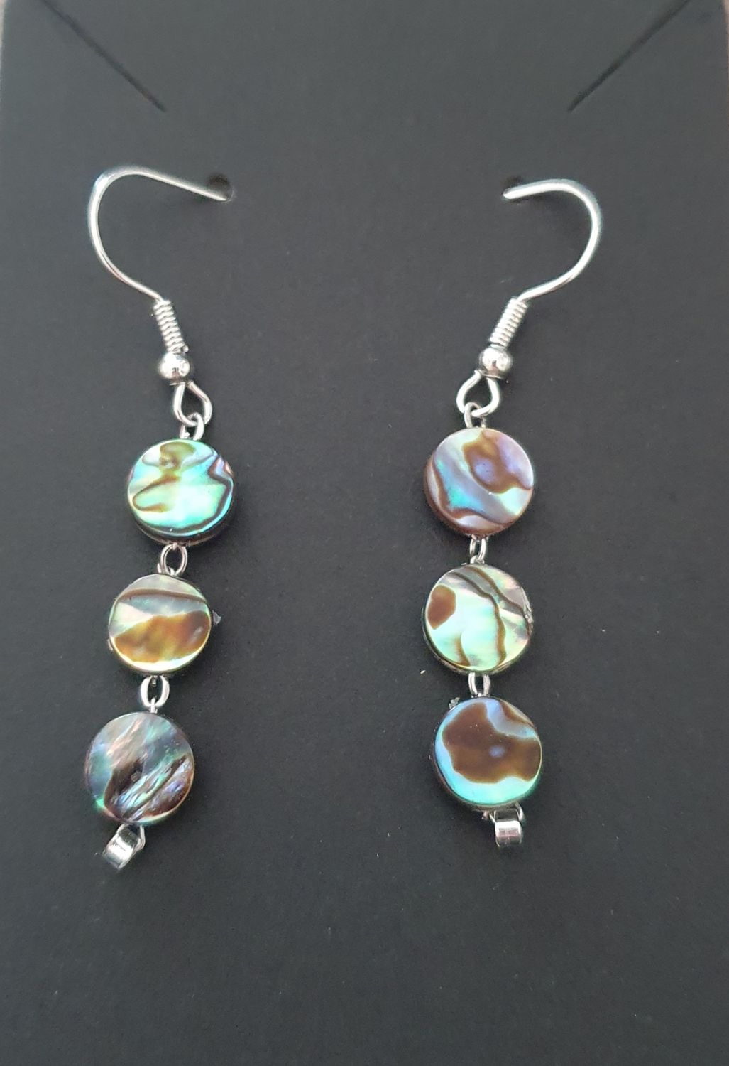 Boucle d oreille Trio Abalone Rond