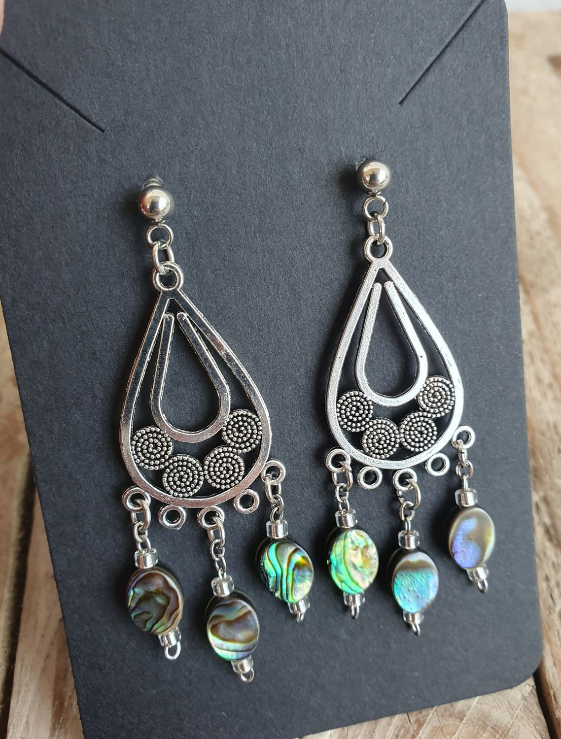 Boucles D&#39;oreilles Nacre Abalone Ovale