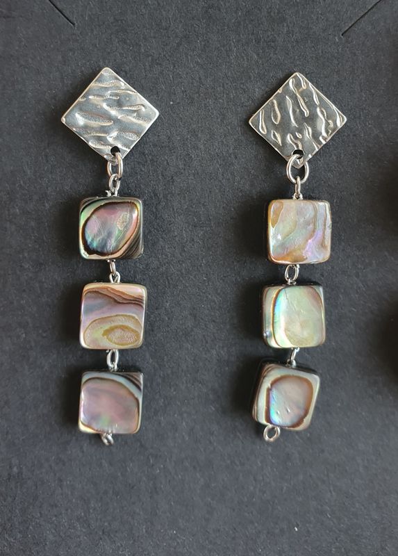 Boucle d oreille Trio Abalone Carré