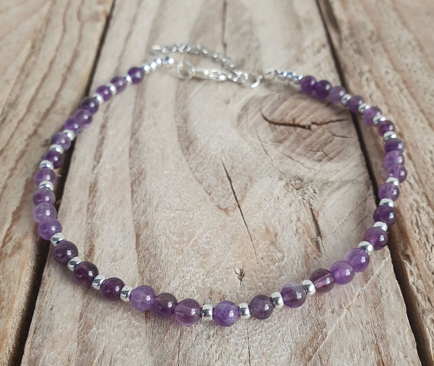 Bracelet de Cheville Améthyste Argenté