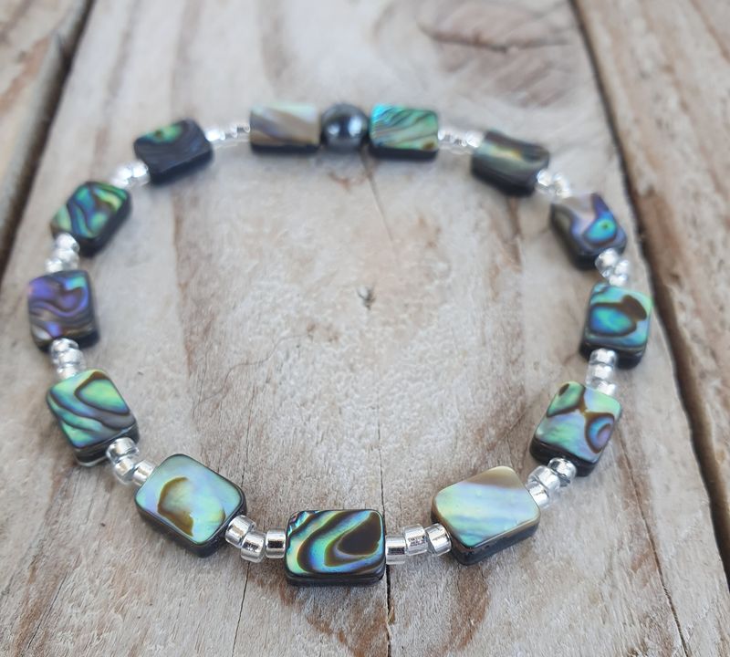 Bracelet Elastique Nacre Abalone Rectangulaire 6*8mm