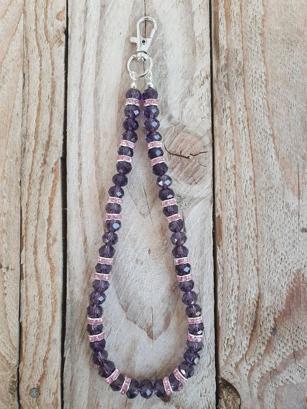 Keyschain Perle de Verre  Cristal Violette 