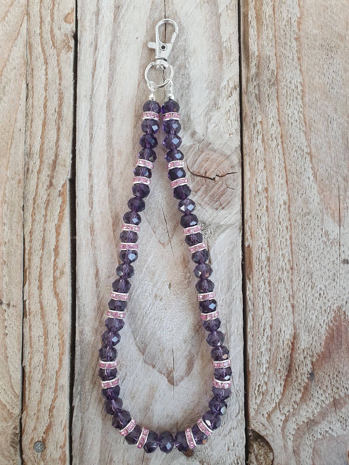 Keyschain Perle de Verre  Cristal Violette 